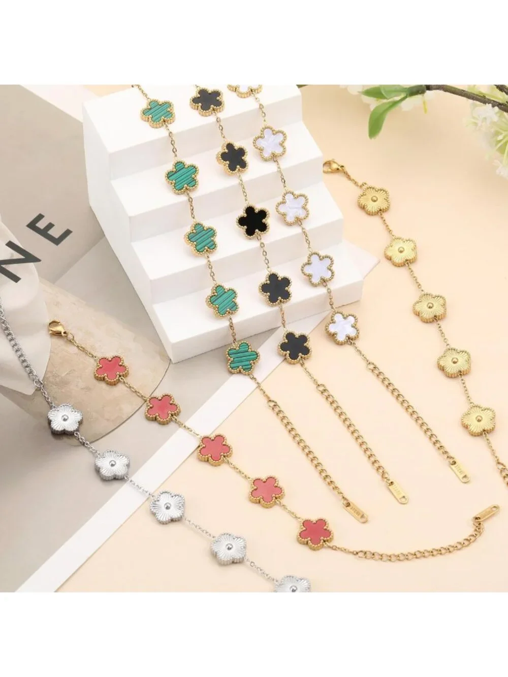 18K Gold Plated Four Leaf Clover Bracelet - Lucky Charm Jewelry Gift for Women